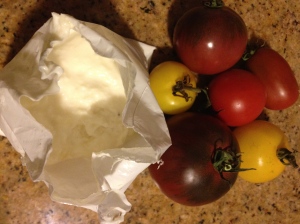 Burratta and tomato medley. 
