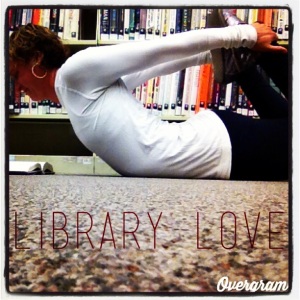 A little Dhanurasana, bow pose, in the library today! And no, I didn't get caught! 